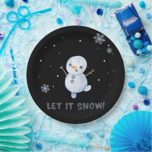 Snowman Paper Plate Pappteller