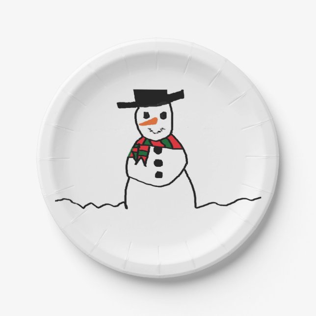 Snowman Paper Plate Pappteller (Vorderseite)