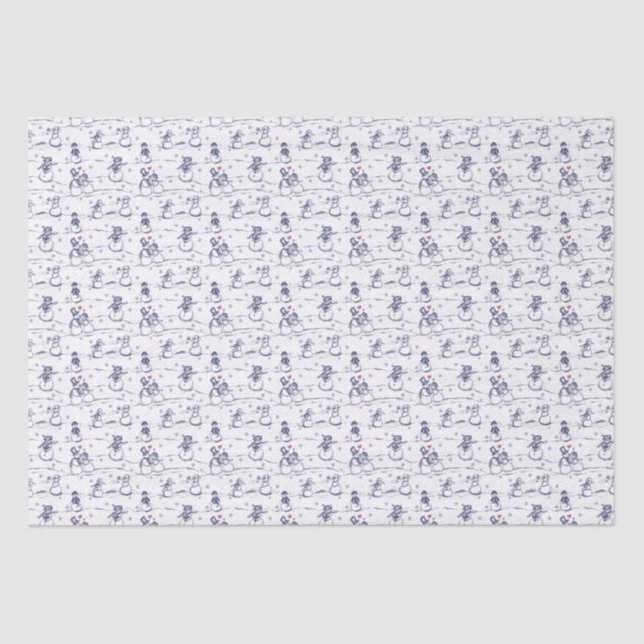 Snowman Parade Toile - blau Seidenpapier (Vorderseite)