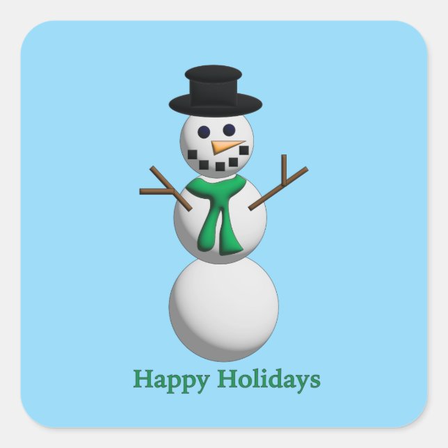 Snowman Party Quadratischer Aufkleber (Vorderseite)