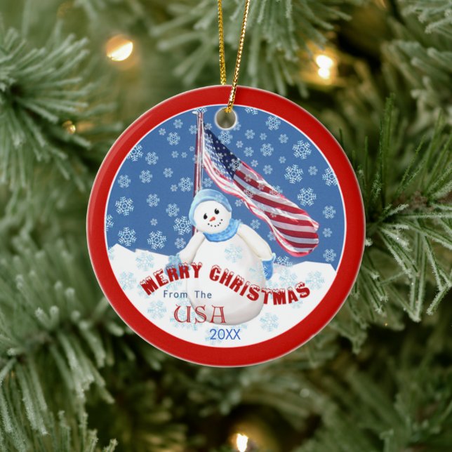 Snowman patriotique et ornement de Noël (Arbre)