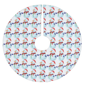 Snowman Pattern Tree Skirt Polyester Weihnachtsbaumdecke