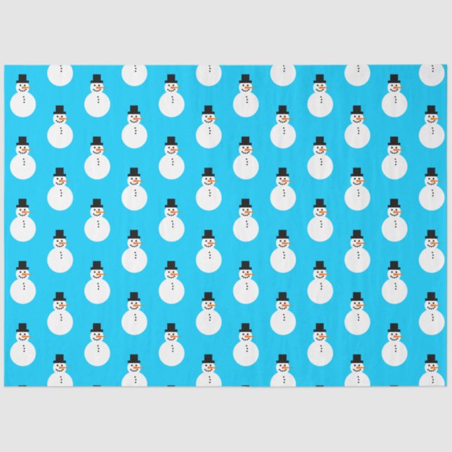 Snowman Pattern Winter Weihnachtsfeiertag Sky Blue Seidenpapier (Vorderseite)