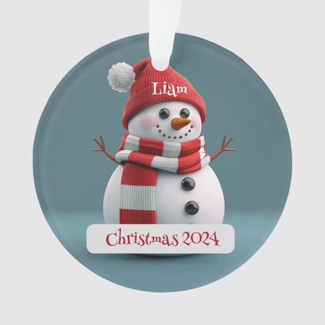 Snowman Personalisiert Weihnachtsschmuck Ornament (Vorderseite)