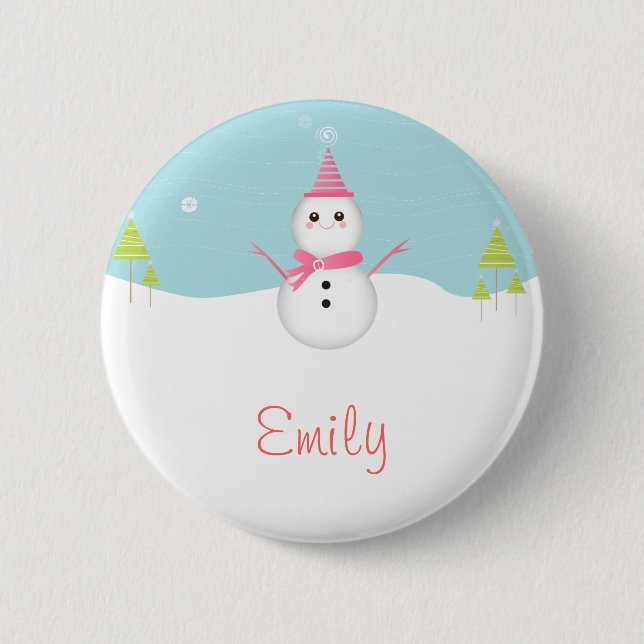 Snowman-personalisierter Knopf Button (Vorderseite)