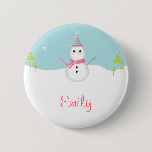 Snowman-personalisierter Knopf Button