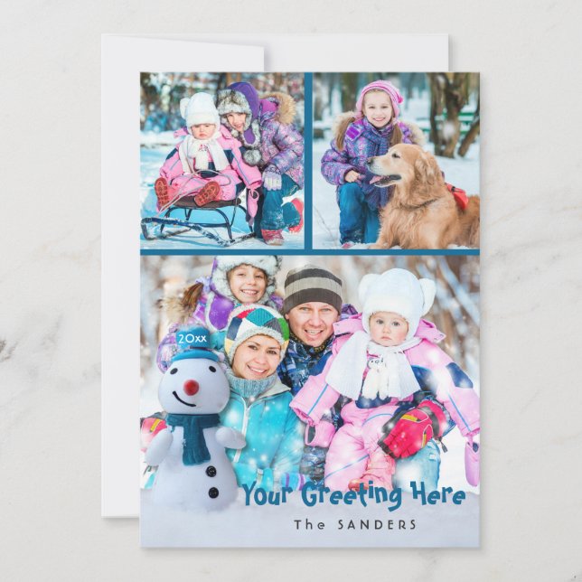 Snowman, persönliche Begrüßung mit drei Fotos (Vorderseite)