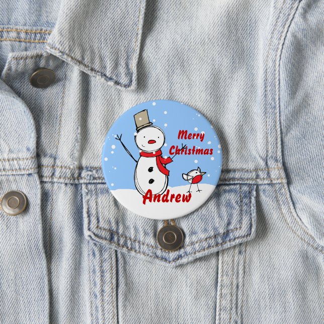 Snowman personnalisable nom de la fête badges du b (En situation)