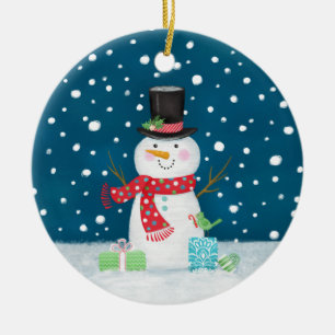 Snowman Photo ornement en céramique de Noël