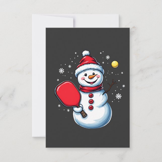 Snowman Pickleball Weihnachten Dankeskarte (Vorderseite)
