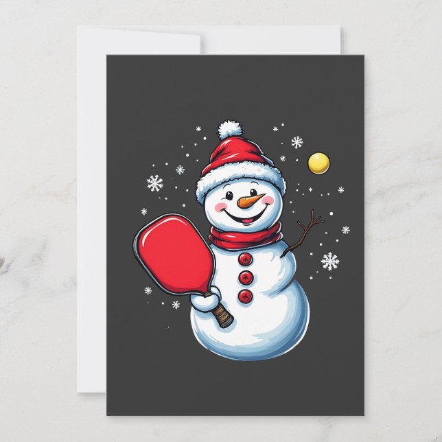 Snowman Pickleball Weihnachten Einladung (Vorderseite)