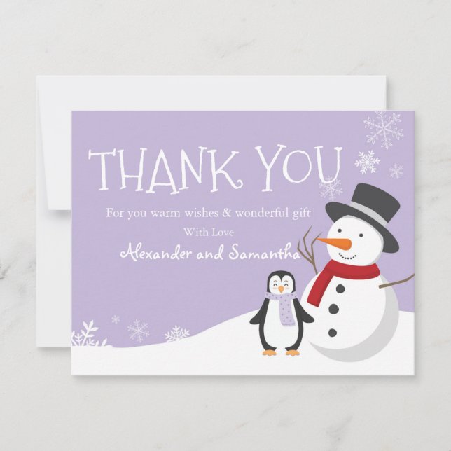 Snowman Pinguin Winter Wonderland Danke Karte (Vorderseite)
