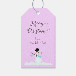 Snowman Pink Frohe Weihnachtsfeier Krawatte auf Ge Geschenkanhänger