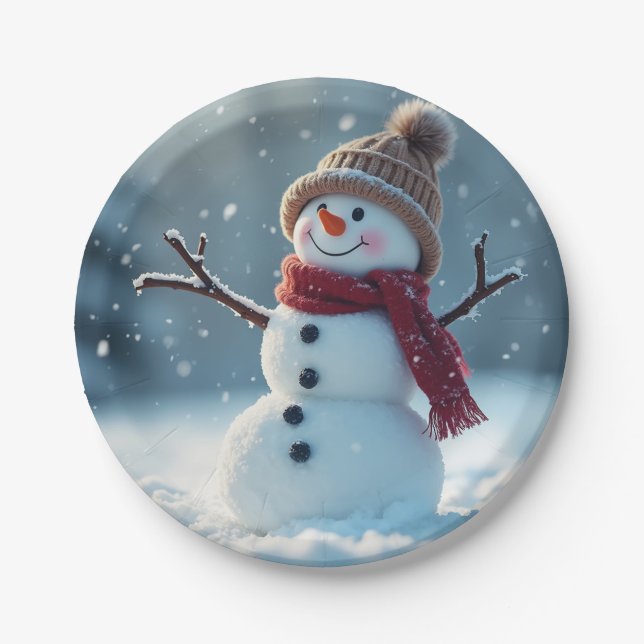 Snowman Plate ... Pappteller (Vorderseite)