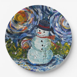 Snowman plates 9 inch pappteller