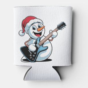 Snowman Playing Electric Guitar Weihnachten Dosenkühler