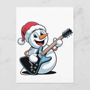 Snowman Playing Electric Guitar Weihnachten Einladungspostkarte
