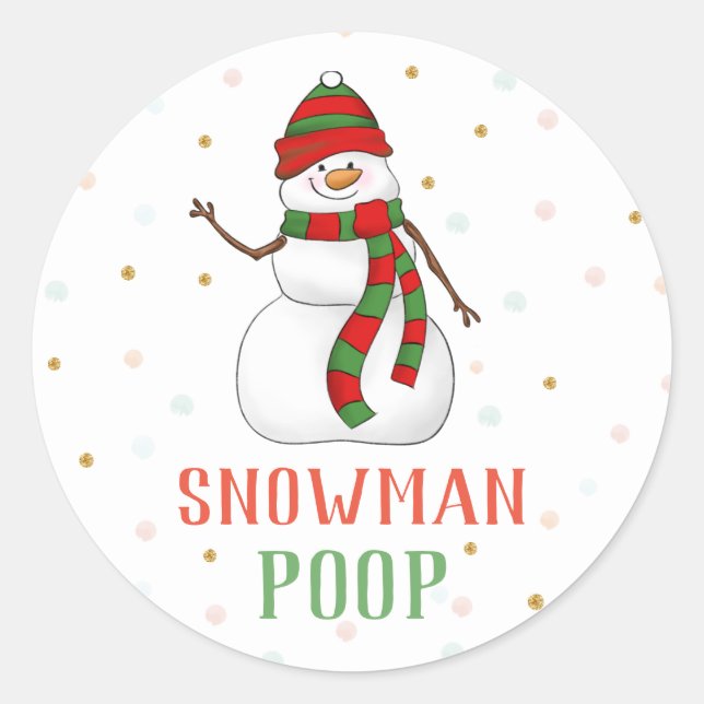 Snowman Poop Sticker Weihnachtsfeier Gefallen Labe (Vorderseite)
