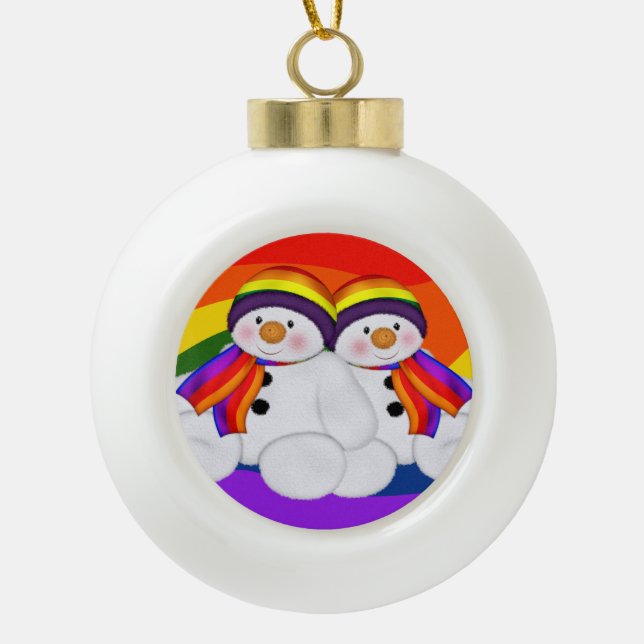Snowman Pride Keramik Kugel-Ornament (Vorderseite)