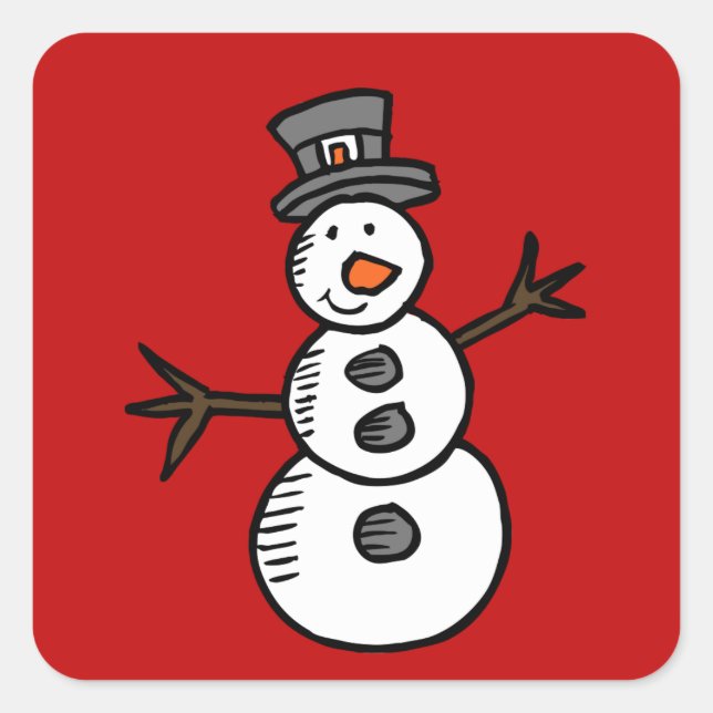 Snowman Quadratischer Aufkleber (Vorderseite)