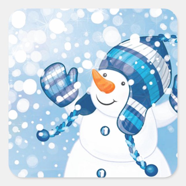 Snowman Quadratischer Aufkleber (Vorderseite)