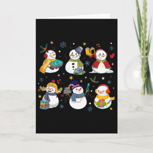 Snowman Reading Books Lehrer Weihnachts-Bibliothek Karte