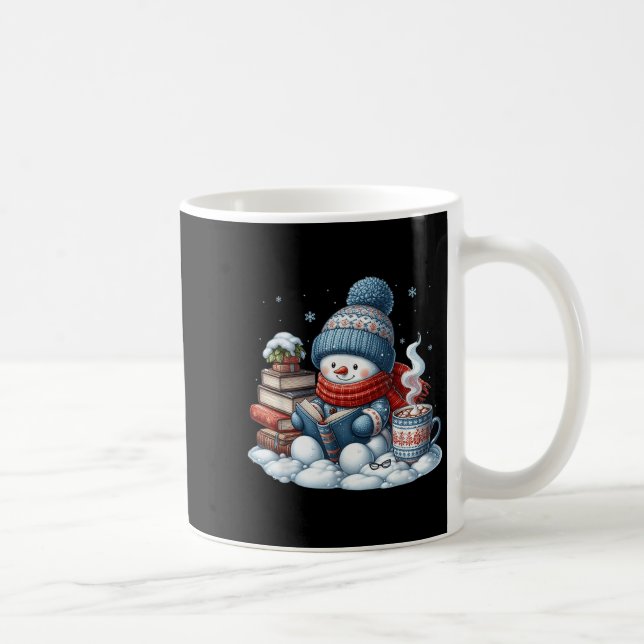 Snowman Reading Books Lovers Librarian Bookworm Ch Kaffeetasse (Rechts)