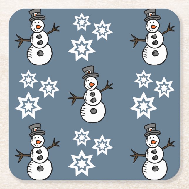 Snowman Rechteckiger Pappuntersetzer (Vorderseite)