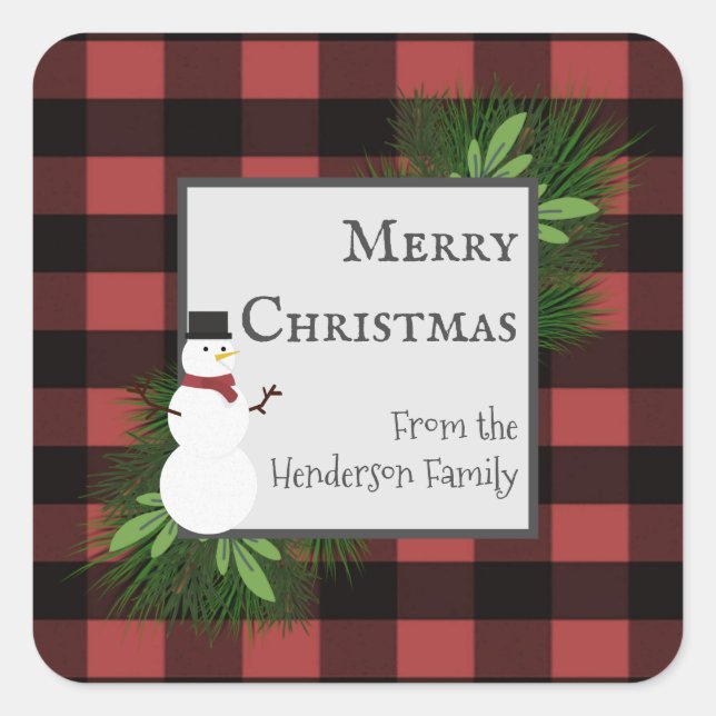 Snowman Red Buffalo Kariert Sticker (Vorderseite)