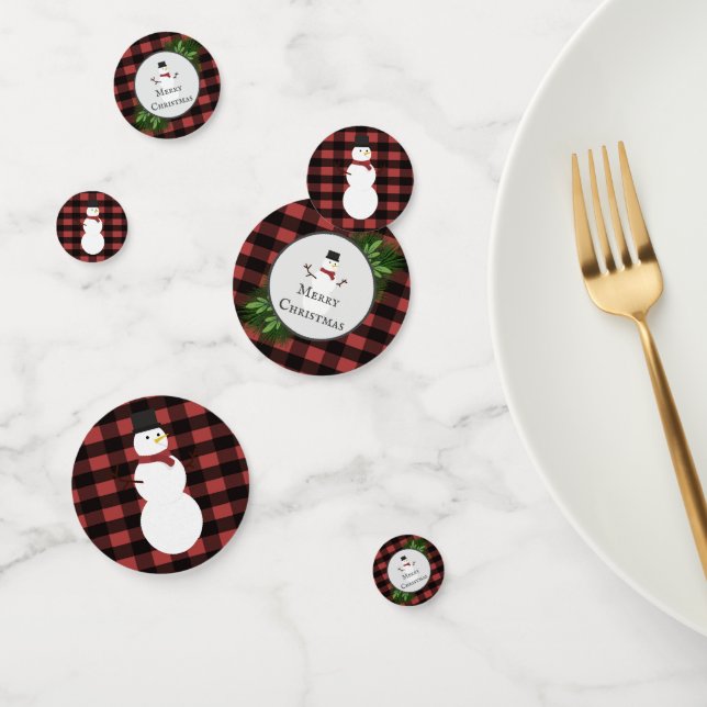 Snowman Red Buffalo Kariert Table Confetti Konfetti (Gruppe)
