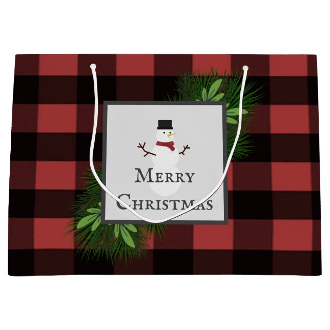 Snowman Red Buffalo Karierte Geschenktasche Große Geschenktüte (Vorderseite)