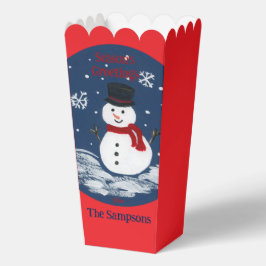 Snowman Red PERSONALIZE Cookie Popcorn Box Geschenkschachtel