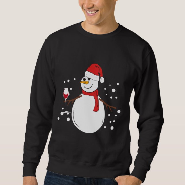 Snowman Red Wine Weihnachten Sweatshirt (Vorderseite)