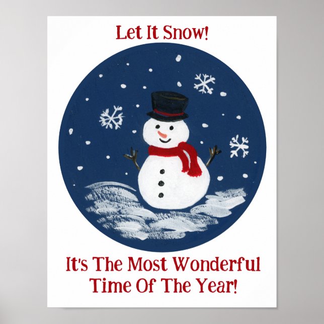 Snowman Red Wonderful Time Year PERSONALIZE Poster (Vorne)