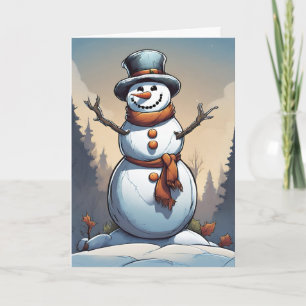 Snowman Retro Concept Art Falted Holiday Card Feiertagskarte