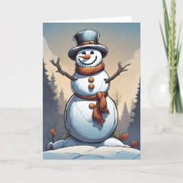 Snowman Retro Concept Art Falted Holiday Card Feiertagskarte