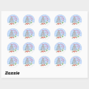 Snowman Robins Sticker Classic Round
