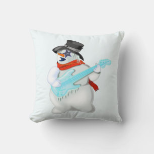 Snowman Rock Throw Pillow Kissen