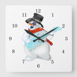 Snowman Rock Wall Clock Quadratische Wanduhr