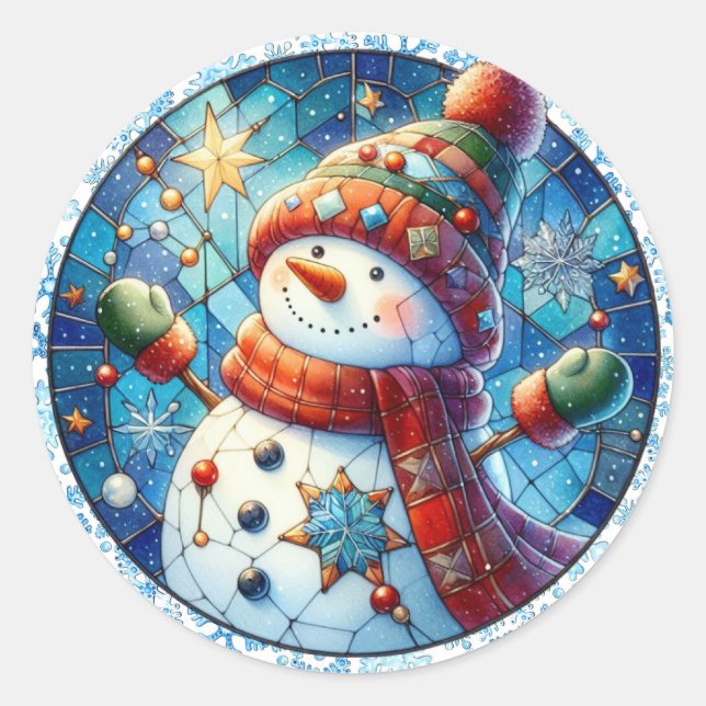 Snowman Round Stickers (Vorderseite)