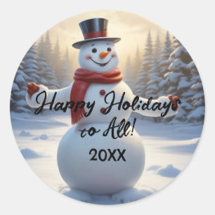 Snowman Round Stickers HAMbyWG