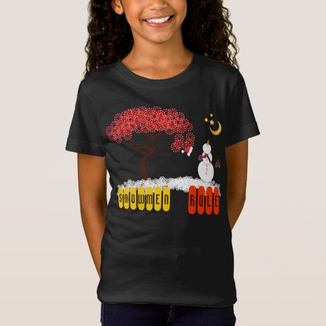 Snowman Rule Snowman sieht den Mond an T-Shirt (Vorderseite)