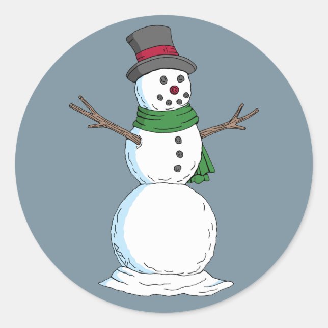 Snowman Runder Aufkleber (Vorderseite)
