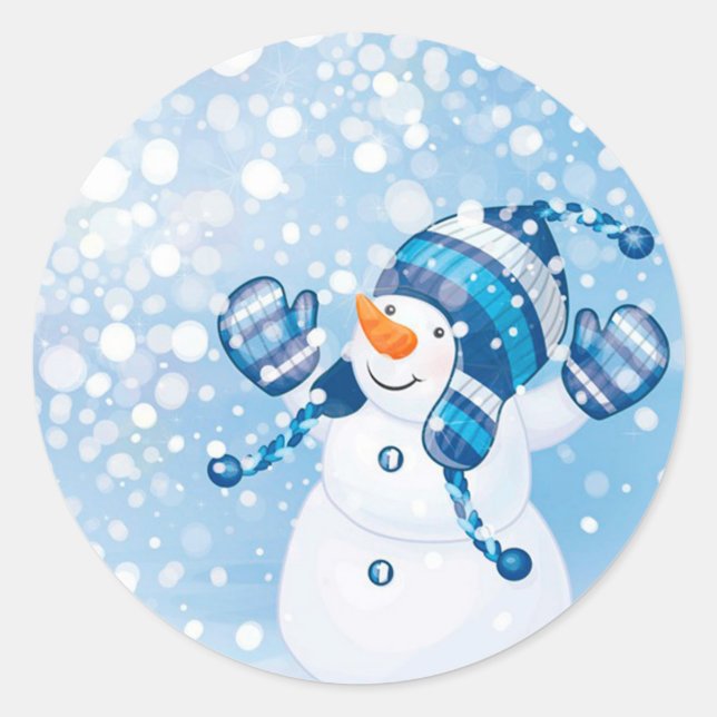 Snowman Runder Aufkleber (Vorderseite)
