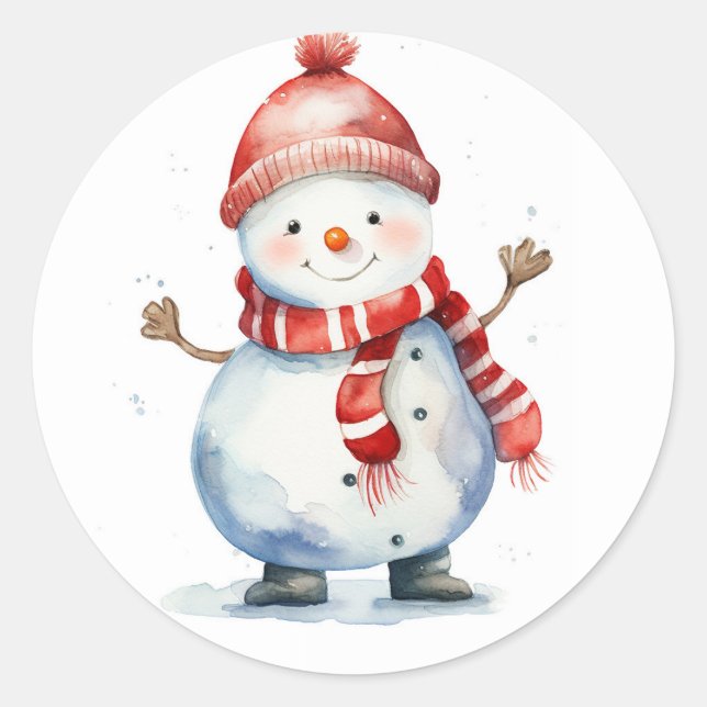 Snowman Runder Aufkleber (Vorderseite)