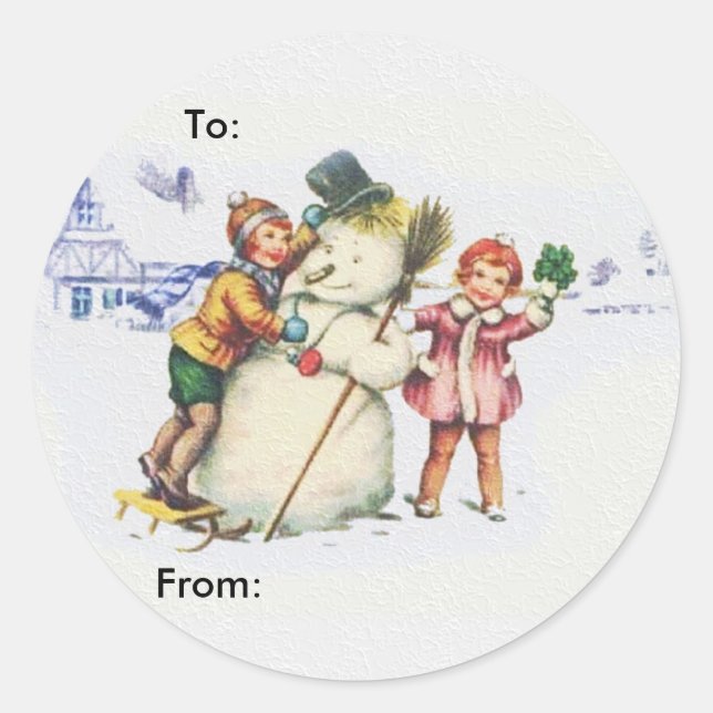 Snowman Runder Aufkleber (Vorderseite)