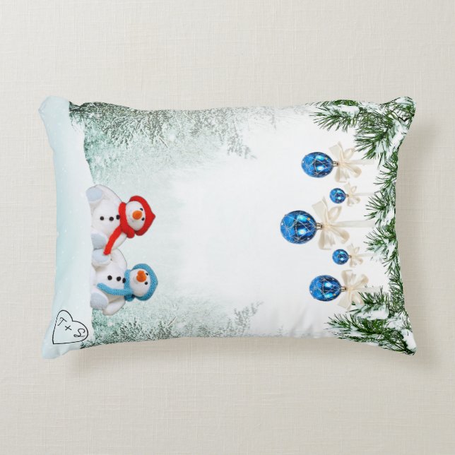 Snowman Scène Coussin personnalisé (Devant)