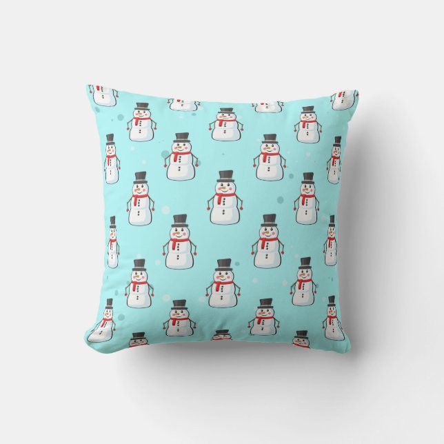 Snowman Seamless Pattern Kissen (Vorderseite)