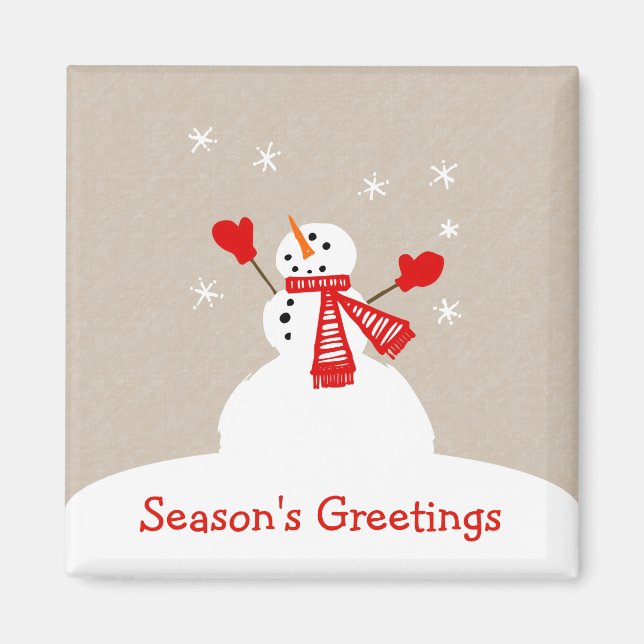 Snowman Season's Gruß Weihnachtsmagnet Magnet (Vorne)