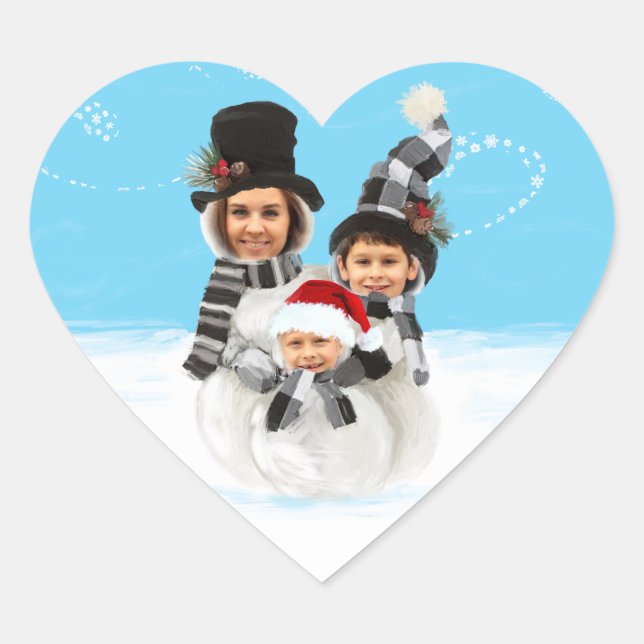 Snowman selbst personalisierter Schneemann Herz-Aufkleber (Vorderseite)